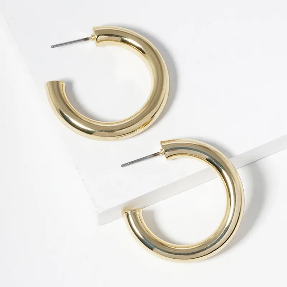 18k Gold Dipped 30mm  Bold Open Hoop Earring